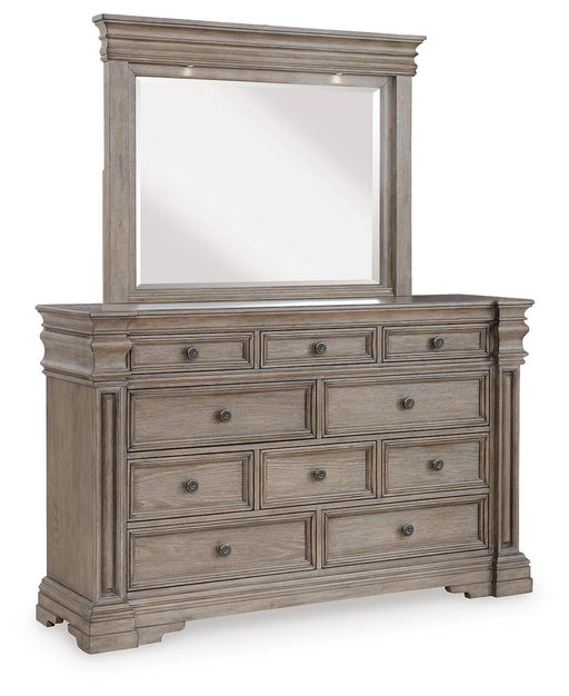 Blairhurst California King Panel Bed with Mirrored Dresser and Nightstand - alternate view 2