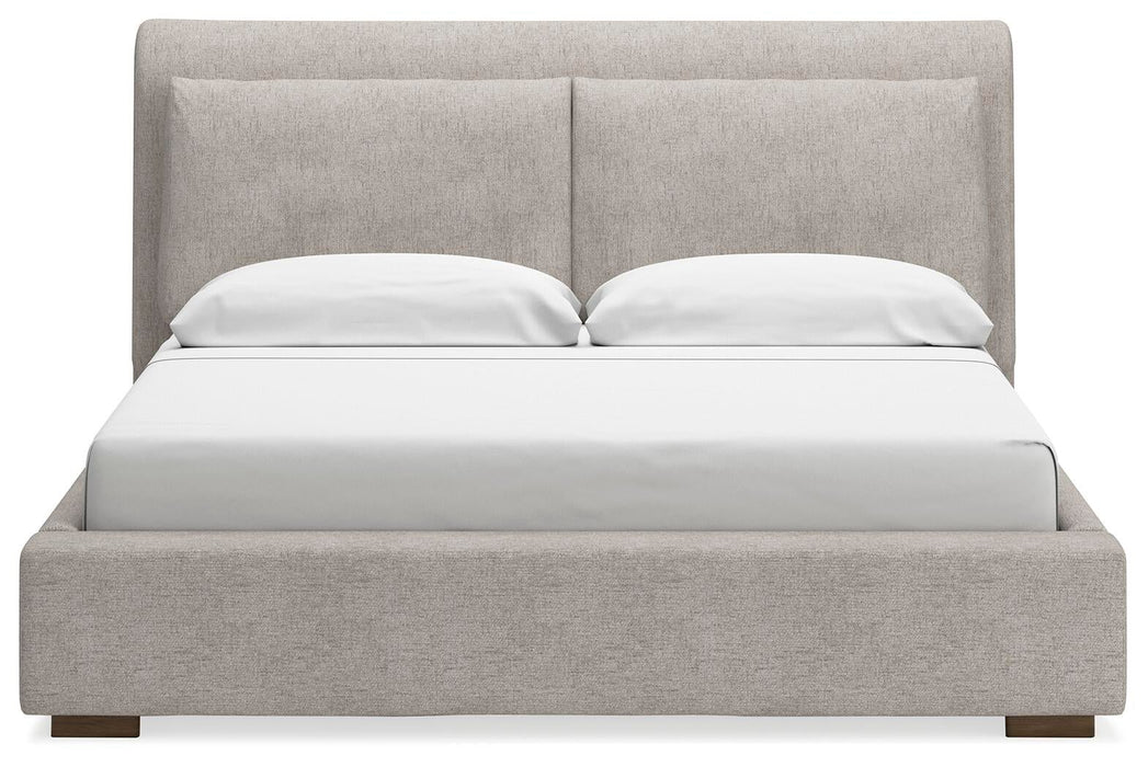 Cabalynn California King Upholstered Bed with Mirrored Dresser - alternate view 9