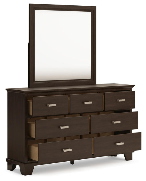 Covetown Twin Panel Bed with Mirrored Dresser and Nightstand - alternate view 2