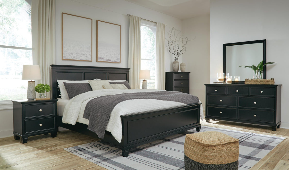 Lanolee King Panel Bed with Mirrored Dresser, Chest and Nightstand - alternate view 24