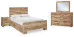 Hyanna Full Panel Bed with 1 Side Storage, Dresser, Mirror and Nightstand