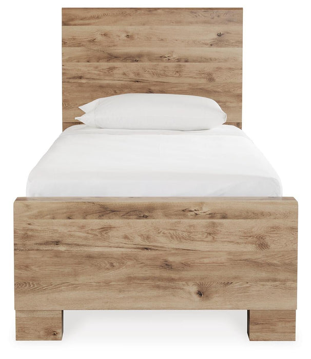 Hyanna Twin Panel Bed with 1 Side Storage, Dresser, Mirror, Chest and Nightstand - alternate view 5
