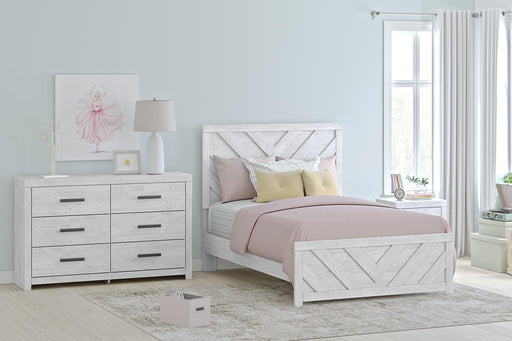 Cayboni Full Panel Bed with Mirrored Dresser - alternate view 2