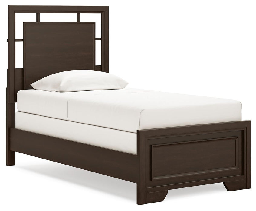 Covetown Twin Panel Bed with Mirrored Dresser - alternate view 4