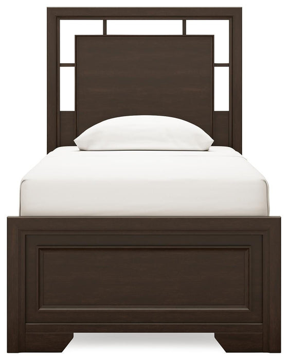 Covetown Twin Panel Bed with Mirrored Dresser - alternate view 5
