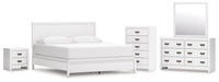 Binterglen California King Panel Bed, Dresser, Mirror, Chest and Nightstand