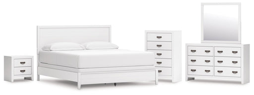 Binterglen California King Panel Bed, Dresser, Mirror, Chest and Nightstand