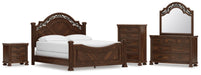 Lavinton California King Poster Bed, Dresser, Mirror, Chest and Nightstand