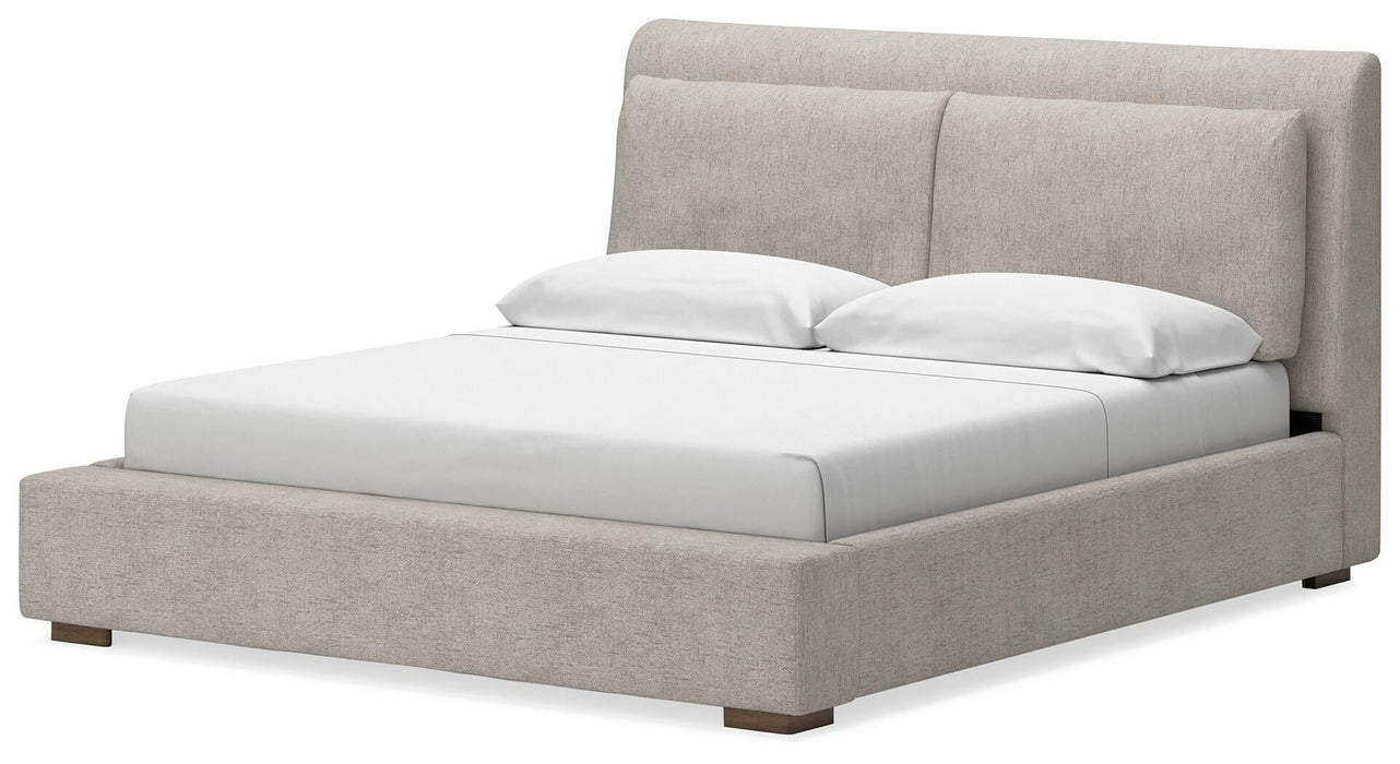 Cabalynn King Upholstered Bed with Mirrored Dresser - alternate view 10