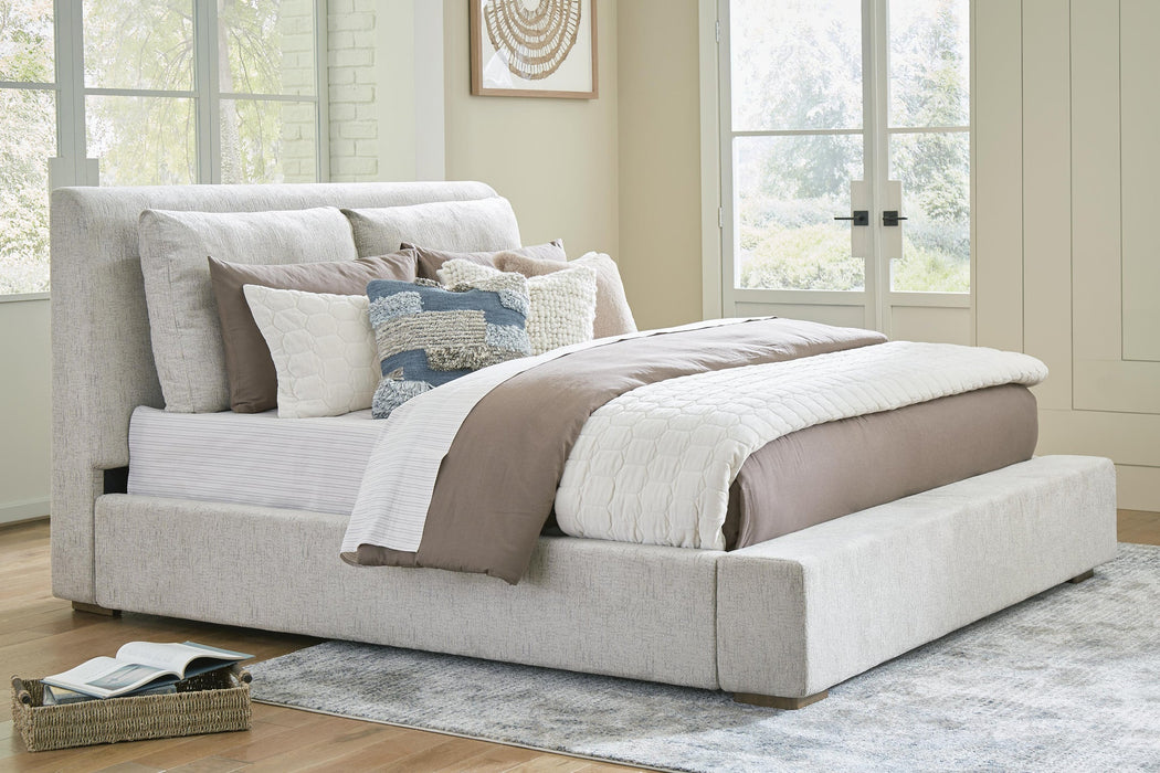 Cabalynn King Upholstered Bed with Mirrored Dresser - alternate view 13