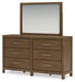Cabalynn Queen Upholstered Bed with Mirrored Dresser - alternate view 5