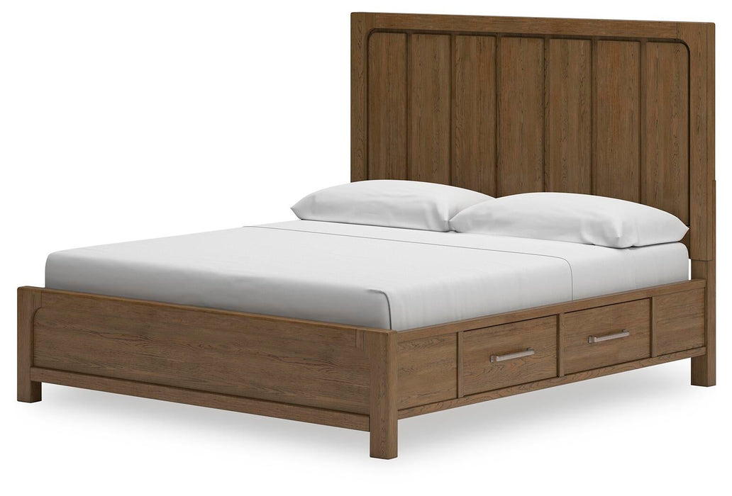 Cabalynn California King Panel Bed with Storage with Mirrored Dresser, Chest and Nightstand - alternate view 12