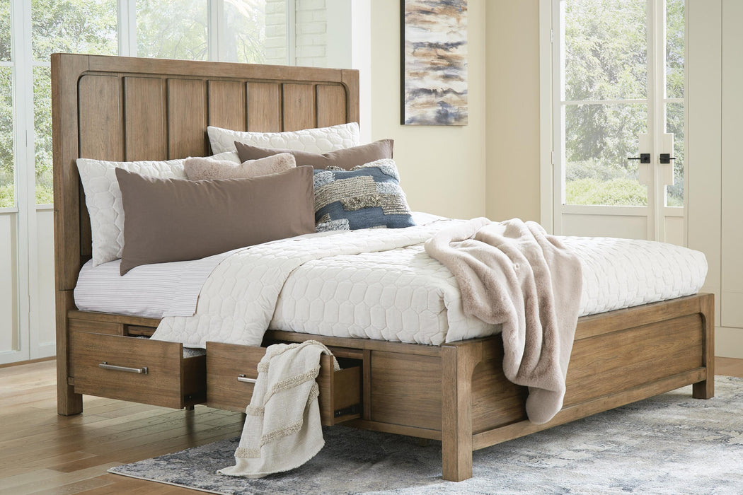 Cabalynn California King Panel Bed with Storage with Mirrored Dresser - alternate view 14