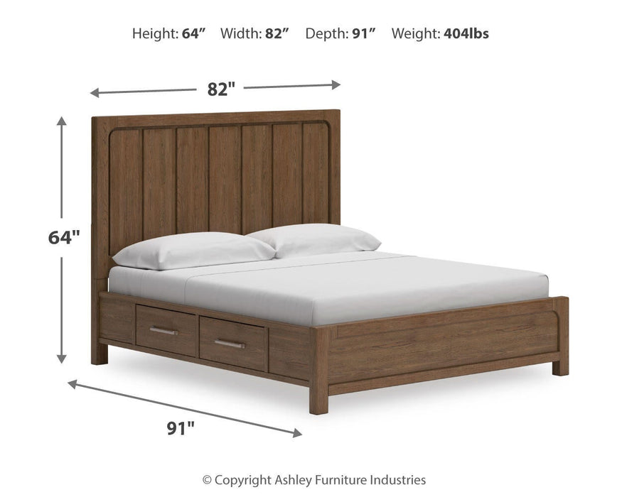 Cabalynn California King Panel Bed with Storage with Mirrored Dresser - alternate view 15