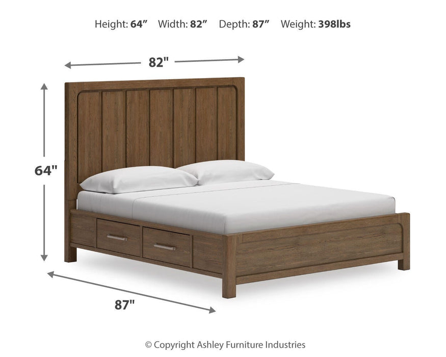 Cabalynn King Panel Bed with Storage with Mirrored Dresser - alternate view 16