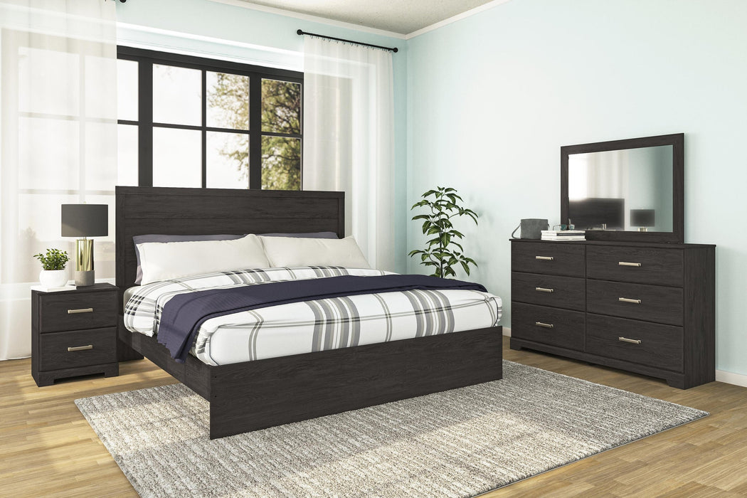 Belachime King Panel Bed with Mirrored Dresser and Nightstand - alternate view 2