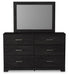 Belachime Full Panel Bed with Mirrored Dresser, Chest and Nightstand - alternate view 2