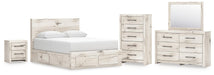 Lawroy Queen Panel Storage Bed, Dresser, Mirror, Chest and Nightstand