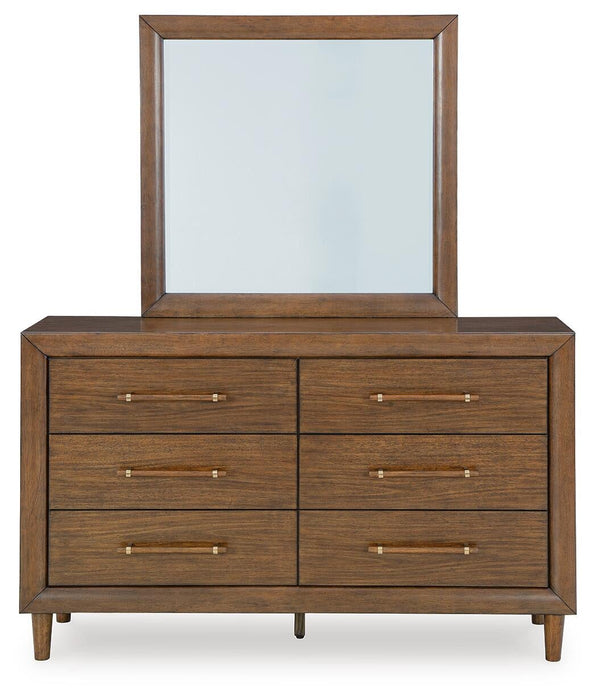 Lyncott Queen Upholstered Bed with Mirrored Dresser and Nightstand - alternate view 4