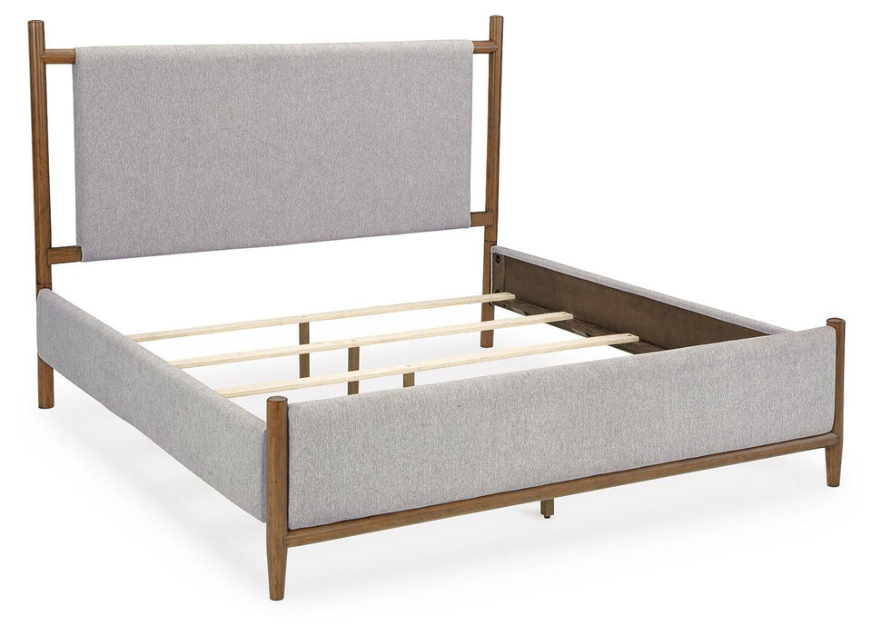 Lyncott Queen Upholstered Bed with Mirrored Dresser and Nightstand - alternate view 6