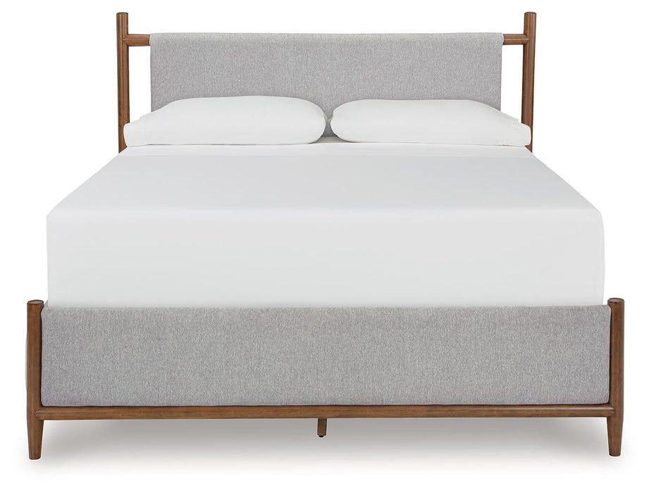 Lyncott Queen Upholstered Bed with Mirrored Dresser and Nightstand - alternate view 7