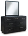 Rowanbeck Queen Upholstered Panel Bed with Mirrored Dresser - alternate view 2