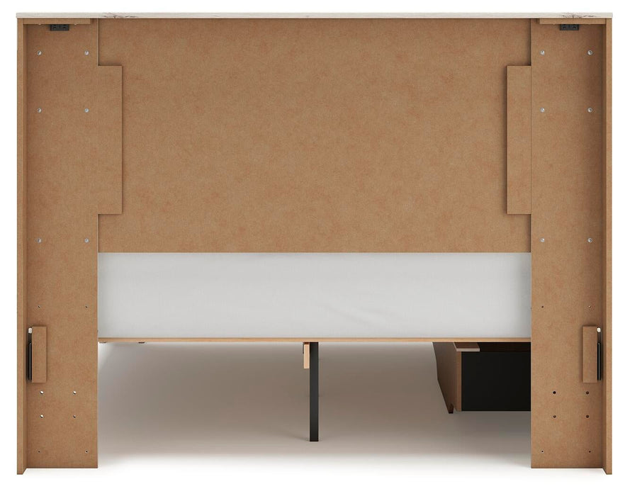 Lawroy Queen Panel Bed with Storage, Dresser and Mirror - alternate view 12