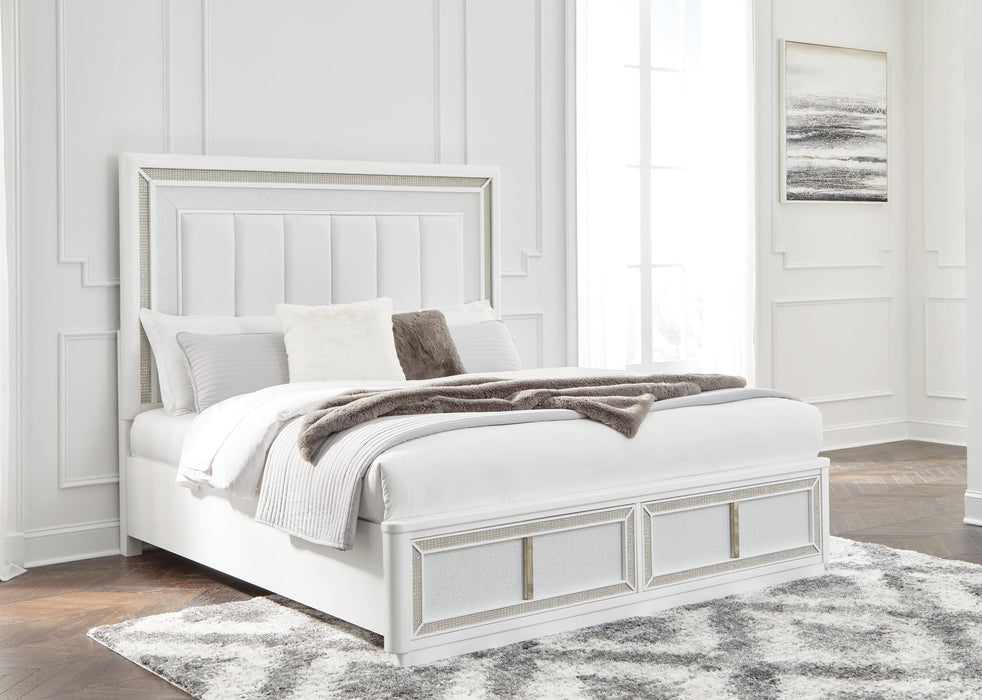 Chalanna Queen Upholstered Storage Bed with Mirrored Dresser - alternate view 13