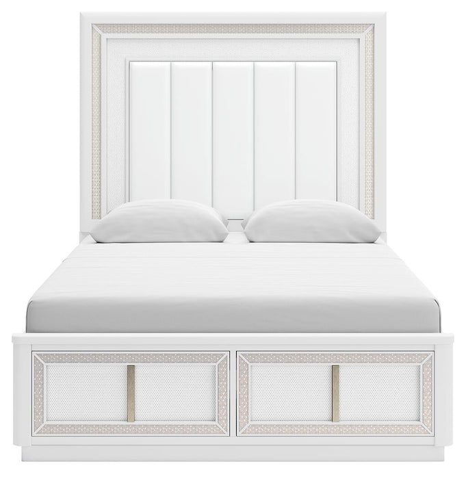 Chalanna Queen Upholstered Storage Bed, Dresser, Mirror, Chest and Nightstand - alternate view 7
