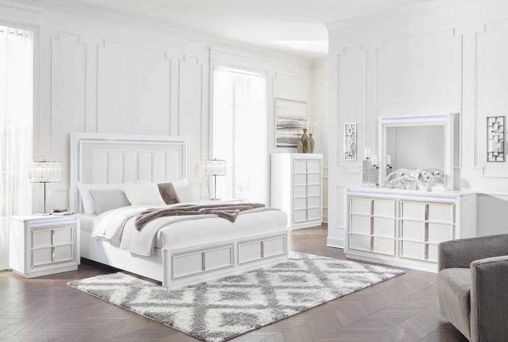 Chalanna Queen Upholstered Storage Bed with Mirrored Dresser - alternate view 9