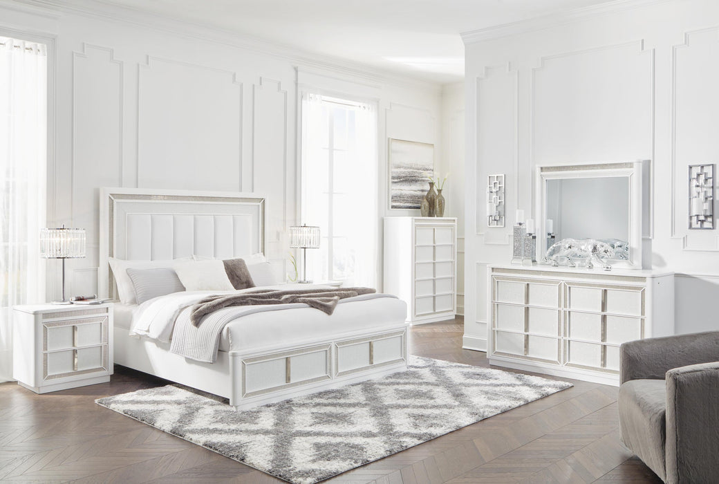 Chalanna Queen Upholstered Storage Bed with Mirrored Dresser - alternate view 8