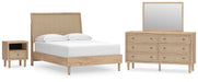 Cielden Full Panel Bed with Mirrored Dresser and Nightstand