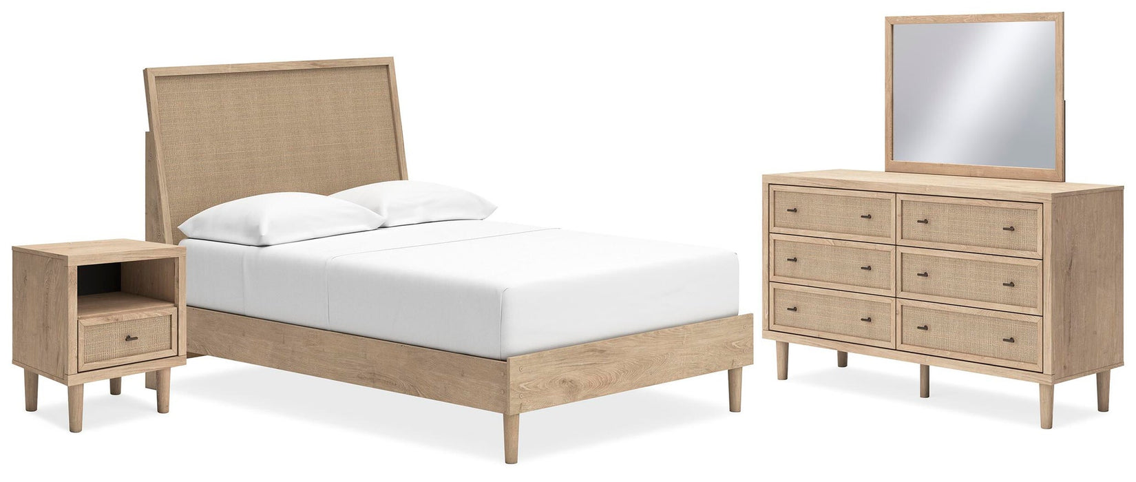 Cielden Full Panel Bed with Mirrored Dresser and Nightstand - alternate view 2