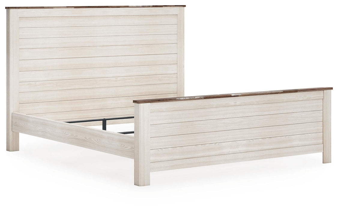 Willowton King Panel Bed with Mirrored Dresser and Nightstand - alternate view 3