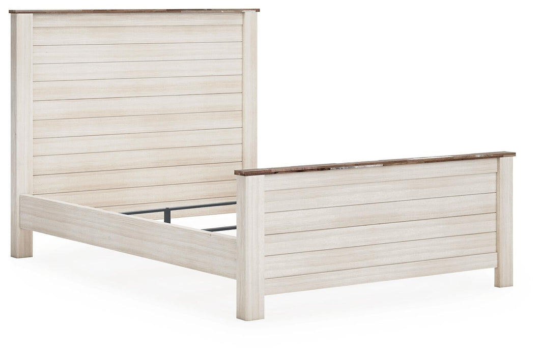 Willowton Queen Panel Bed with Mirrored Dresser and Nightstand - alternate view 3