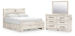 Lawroy Queen Panel Bed with Storage, Dresser and Mirror