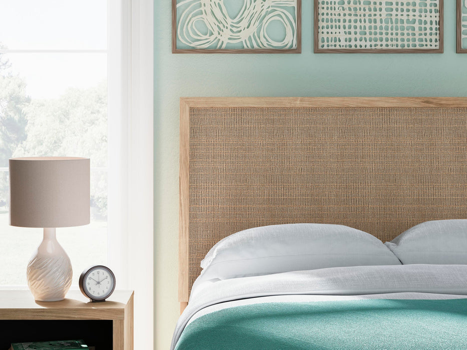 Cielden Full Upholstered Panel Bed with Mirrored Dresser, Chest and Nightstand - alternate view 27