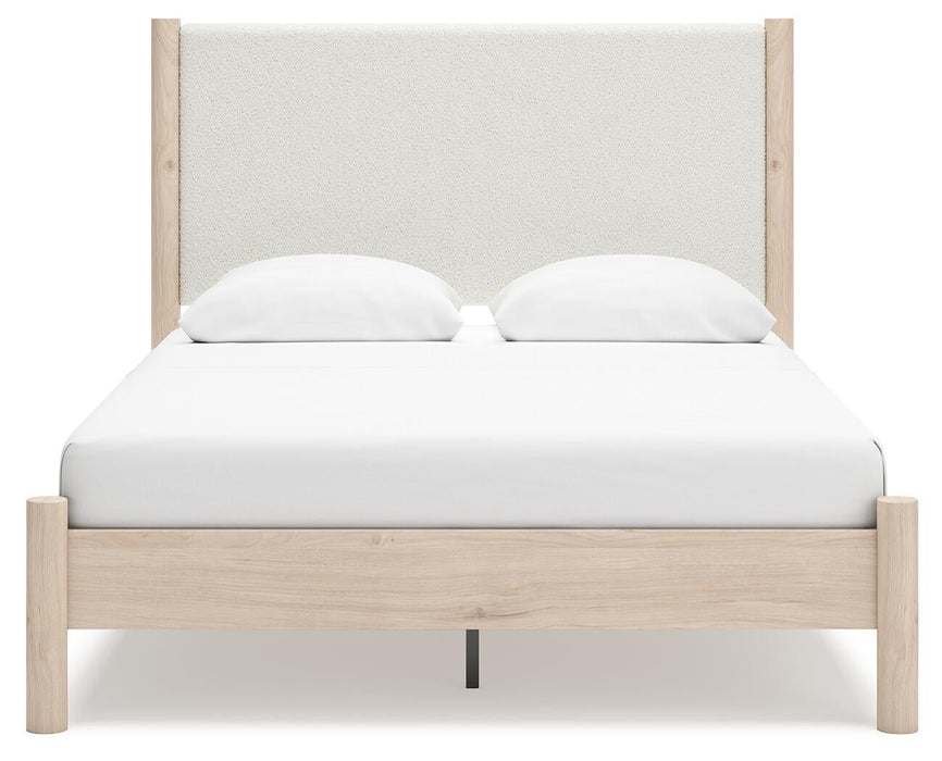Cadmori Queen Upholstered Panel Bed with Mirrored Dresser and Nightstand - alternate view 7