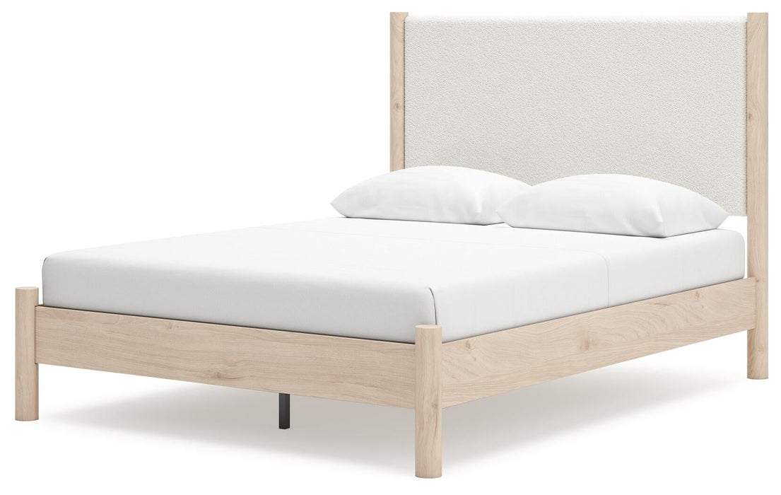 Cadmori Queen Upholstered Panel Bed with Mirrored Dresser and Nightstand - alternate view 10