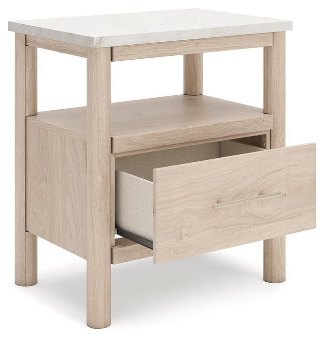 Cadmori Queen Upholstered Panel Bed with Mirrored Dresser and Nightstand - alternate view 15