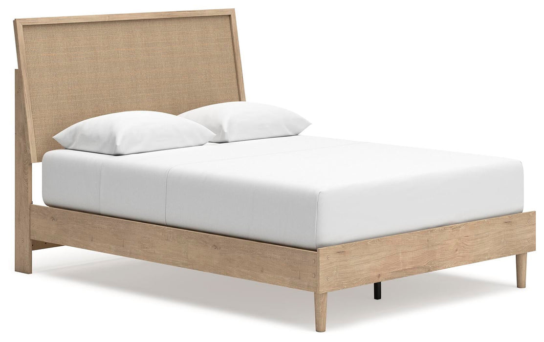 Cielden Queen Panel Bed with Mirrored Dresser, Chest and Nightstand - alternate view 2