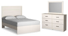 Stelsie Full Panel Bed with Mirrored Dresser