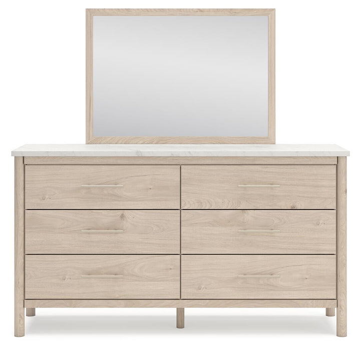 Cadmori Queen Upholstered Panel Bed with Mirrored Dresser - alternate view 4
