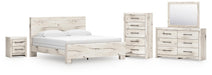 Lawroy King Panel Bed, Dresser, Mirror, Chest and Nightstand