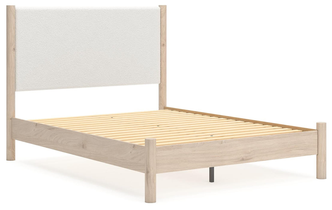 Cadmori Queen Upholstered Panel Bed with Mirrored Dresser, Chest and Nightstand - alternate view 18