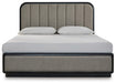 Rowanbeck King Upholstered Panel Bed with Mirrored Dresser - alternate view 6