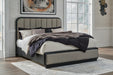 Rowanbeck King Upholstered Panel Bed with Mirrored Dresser - alternate view 10