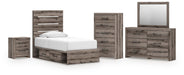 Urbanoore Twin Panel Bed with Storage, Dresser, Mirror, Chest and Nightstand