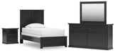 Maribel Twin Panel Bed, Dresser, Mirror and Nightstand