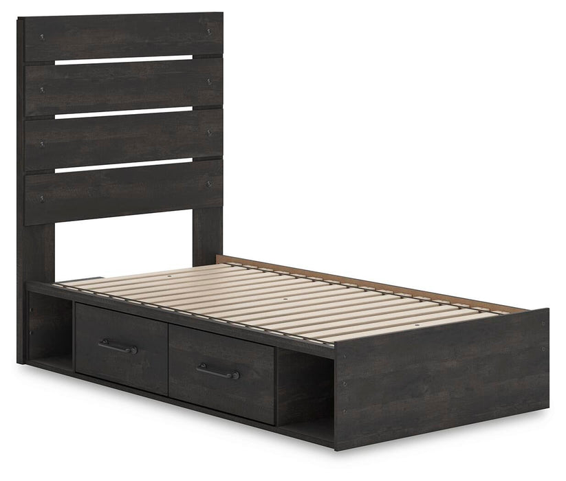 Delmorta Twin Panel Bed with Storage, Dresser, Mirror and Nightstand - alternate view 11